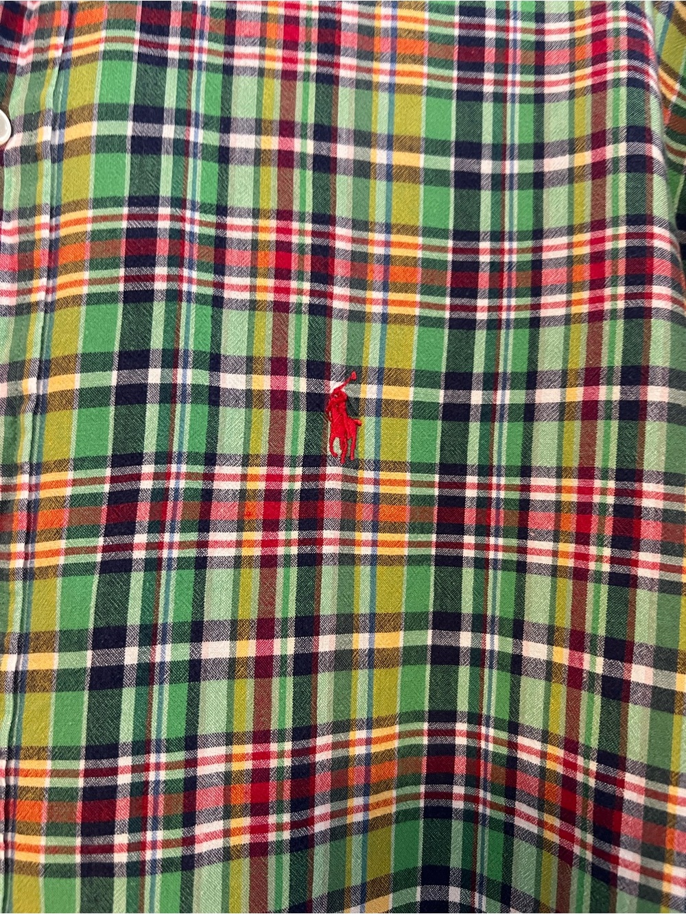VNTG Ralph Lauren Short Sleeve Blake Button Down Madras Plaid Preppy - Picture 2 of 5